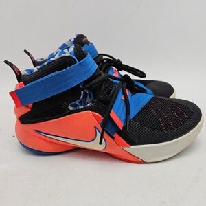 Nike LeBron Soldier 9 GS Black Blue Bright Crimson Basketball Shoe 776471-015 6Y